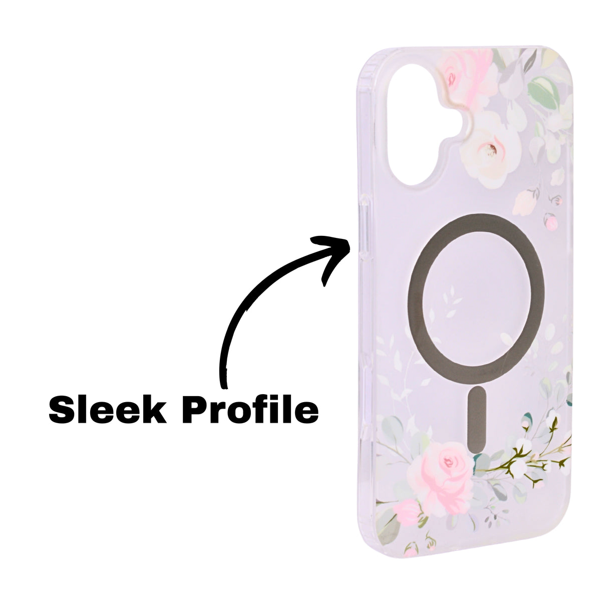 Transparent Floral MagSafe Compatible Phone Case for iPhone 16 Plus