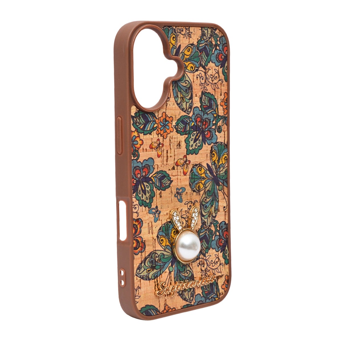 Bohemian Ethnic Print Cork Texture with Pearl Detail Phone Case for iPhone 17