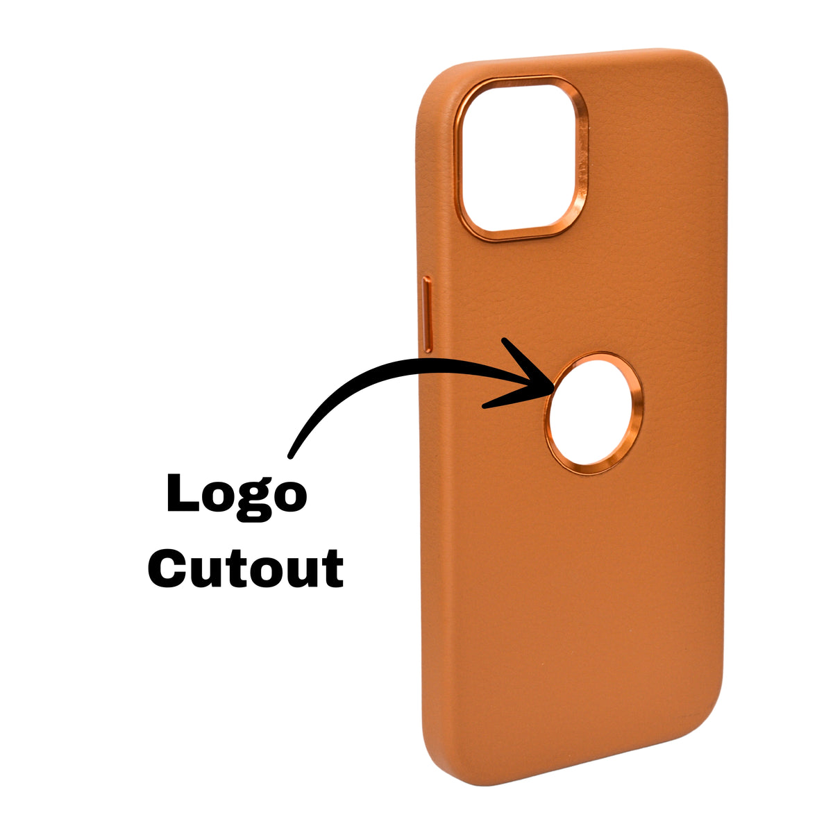 Premium Leather Finish with Metallic Logo Ring Cutout Phone Case for iPhone 14Plus/15Plus