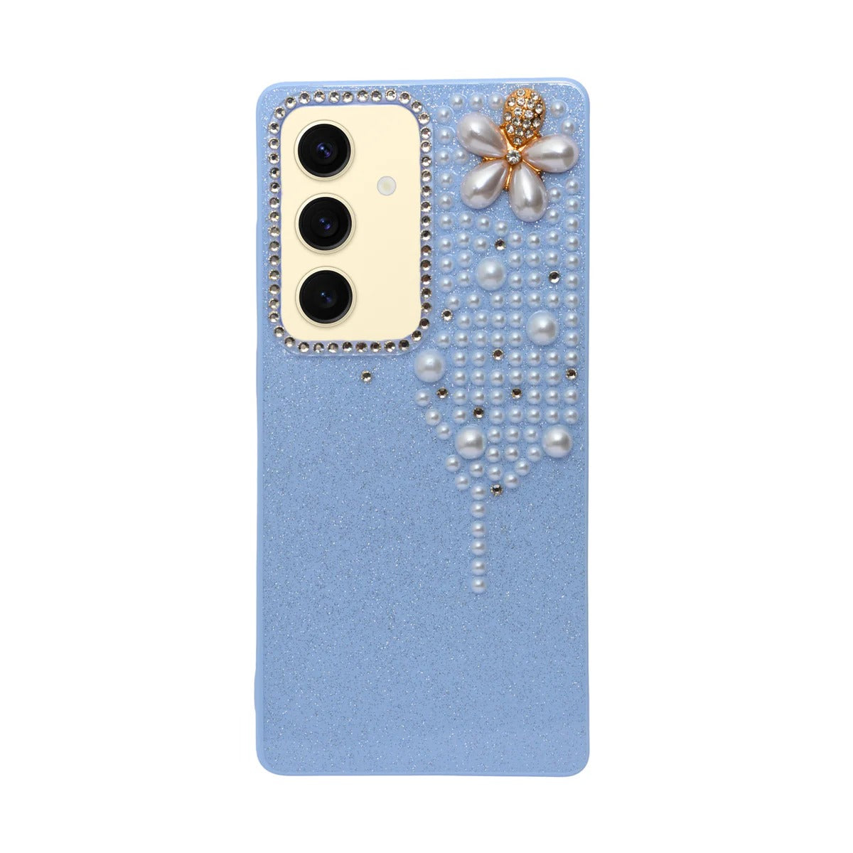 Luxury Glitter Finish with 3D Pearl Flower Design Phone Case for Samsung S24 / S25
