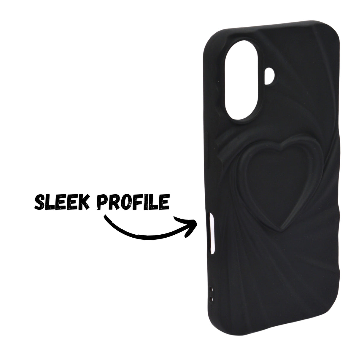 3D Embossed Heart Design Soft Silicone Phone Case for iPhone 16