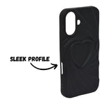 3D Embossed Heart Design Soft Silicone Phone Case for iPhone 16