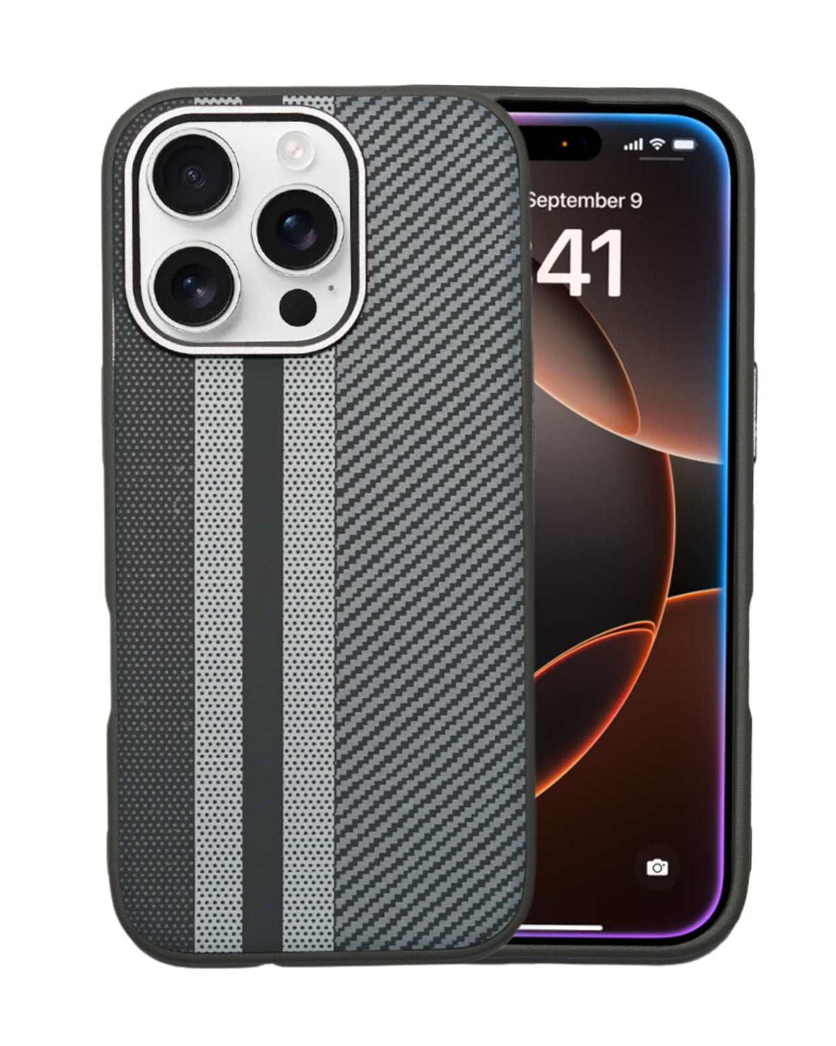 Carbon Fiber Texture Anti-Fall Protective Case for iPhone 16 Pro