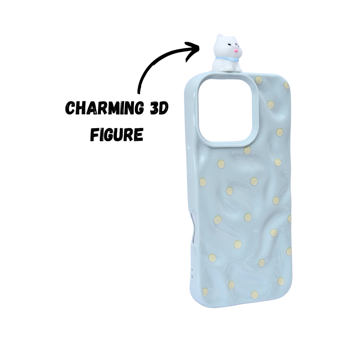 3D Cartoon Character with Polka Dots Soft Phone Case for iPhone 16 Pro Max