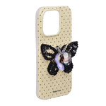 Luxury Polka Dot with 3D Sequin Butterfly PopSocket Phone Case for iPhone 15 Pro