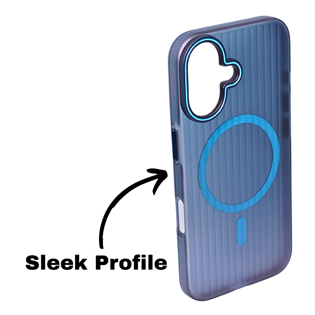 Tinted Transparent Corrugated Texture MagSafe Compatible Phone Case for iPhone 16 Plus
