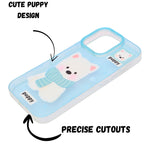 Fluffy Puppy Phone Case with Matching Wrist Strap Charm for iPhone 16 Pro