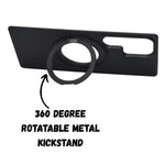 Metallic Camera Protector Frame with 360° Rotatable Kickstand Phone Case for Samsung S25 Ultra