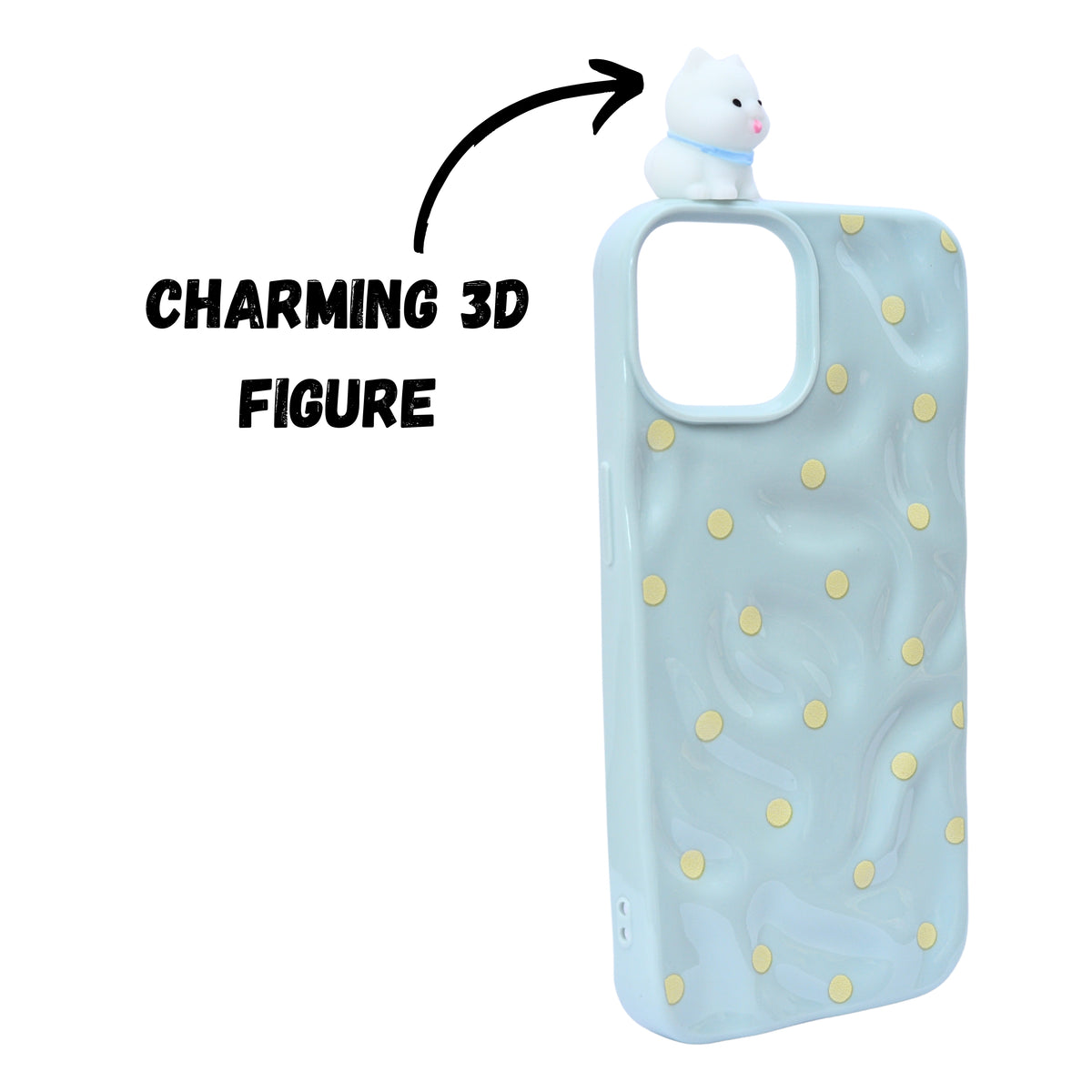 3D Cartoon Character with Polka Dots Soft Phone Case for iPhone 14 Plus/ 15 Plus