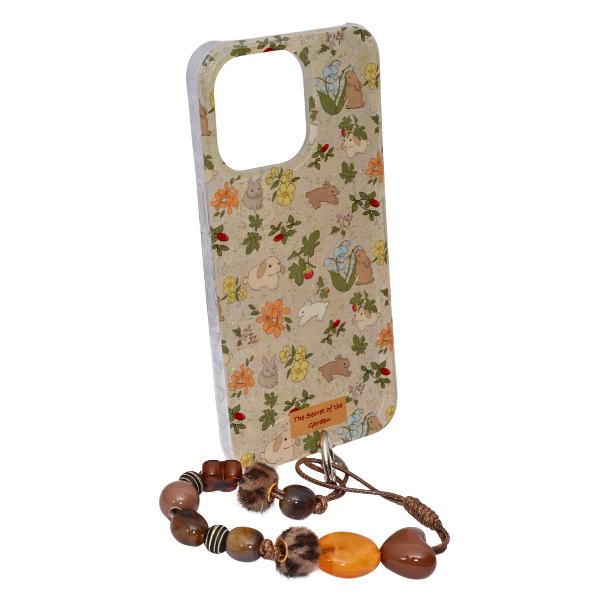 Floral Bunny Garden Design Case with Charms – for iPhone 15 Pro Max