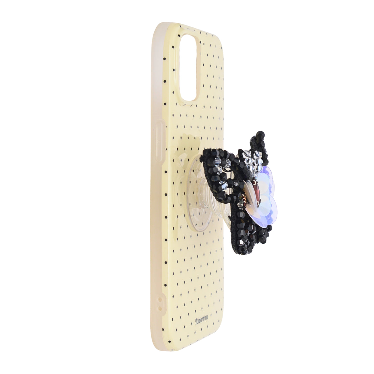 Luxury Polka Dot with 3D Sequin Butterfly PopSocket Phone Case for iPhone 13/ 14