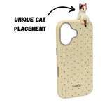3D Lucky Cat Polka Dot Design Protective Phone Case for iPhone 16