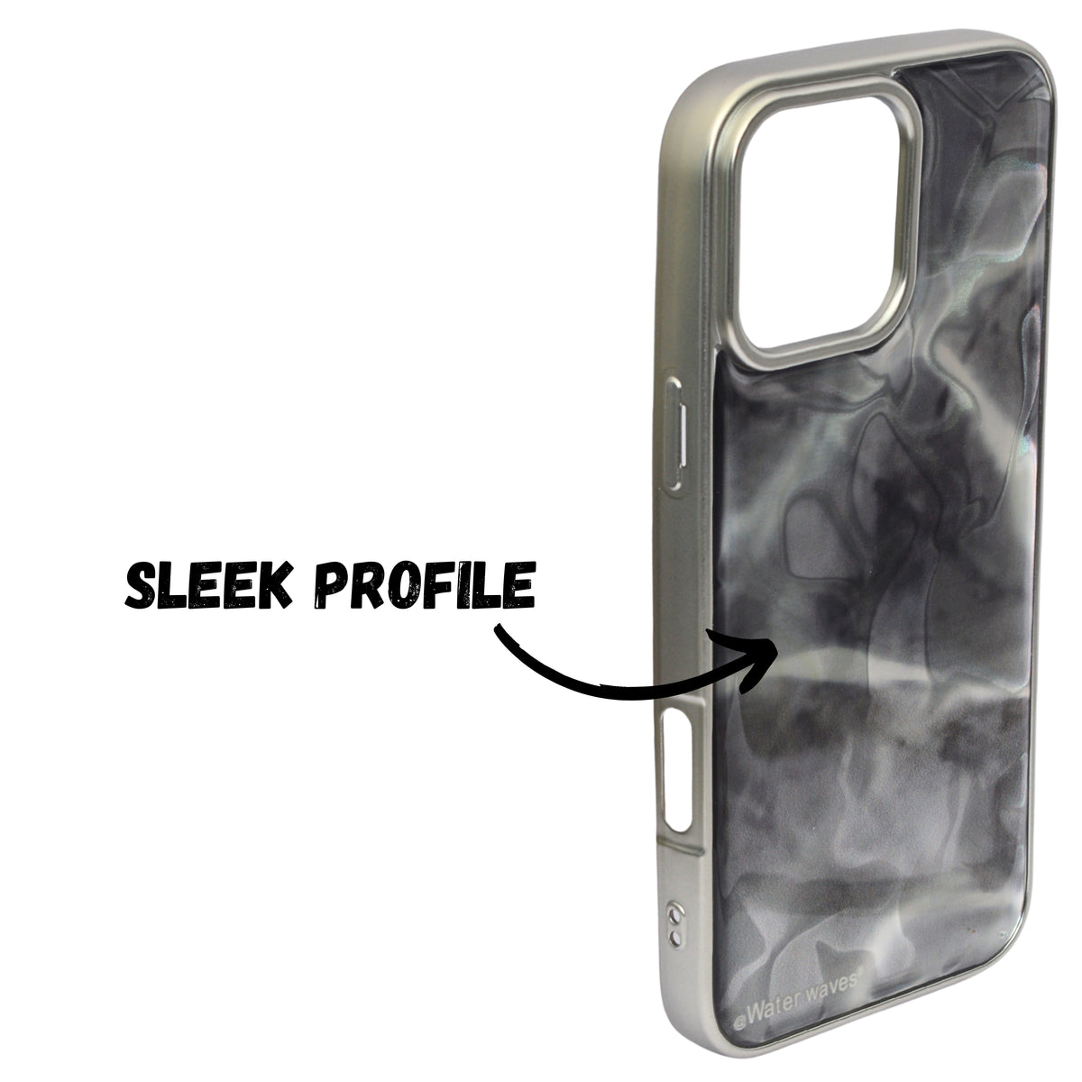 Marble Wave Glossy Water Flow Design Shockproof Cover For iPhone 16 Pro Max