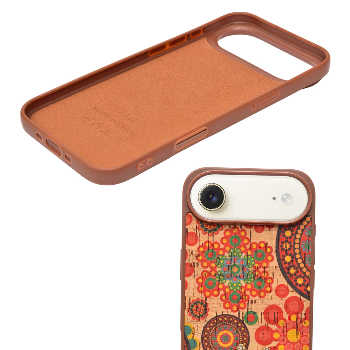 Bohemian Ethnic Print Cork Texture with Pearl Detail Phone Case for iPhone 17 Air
