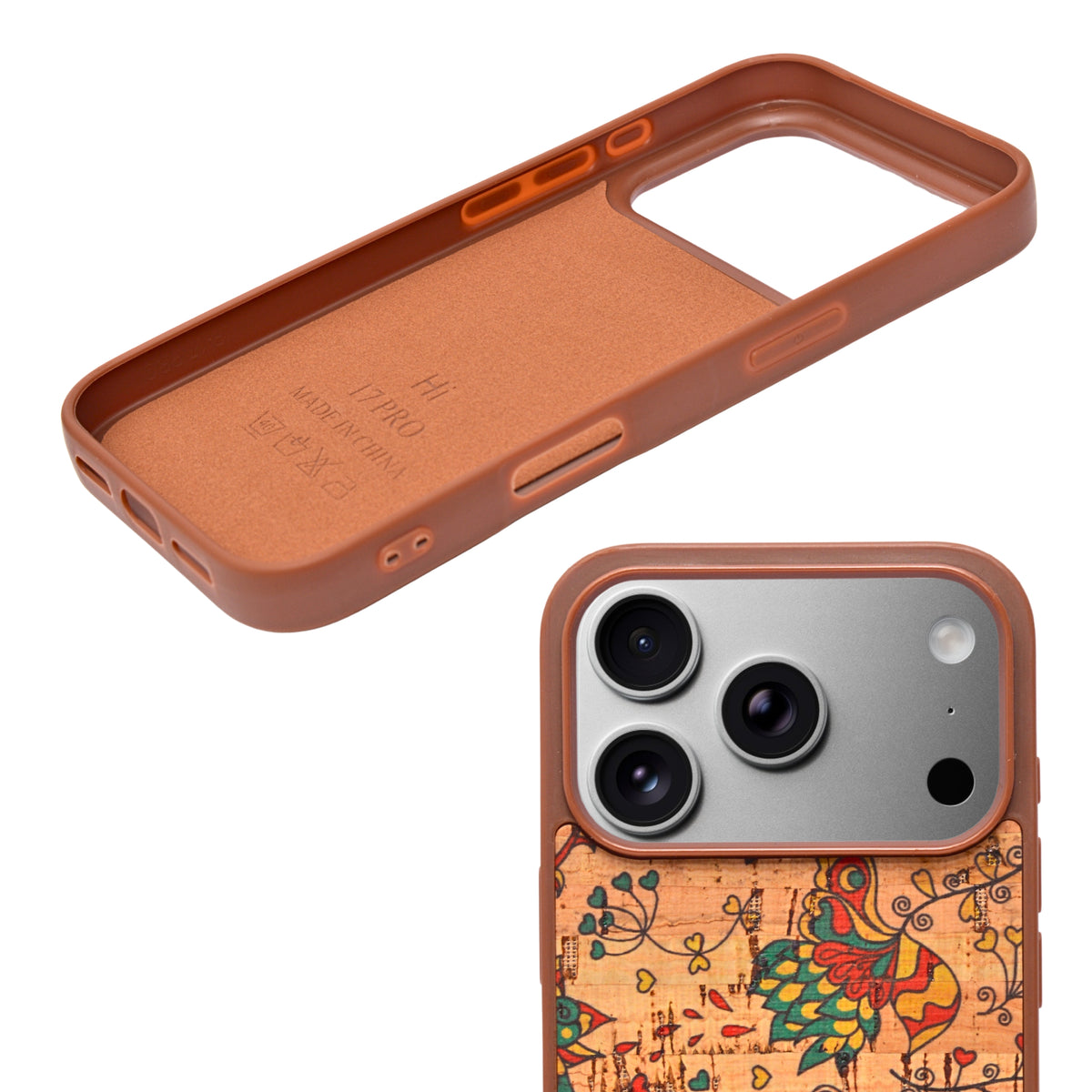 Bohemian Ethnic Print Cork Texture with Pearl Detail Phone Case for iPhone 17 Pro