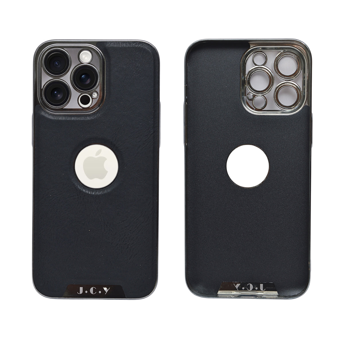 Luxury Vegan Leather with Logo Cutout Phone Case for iPhone 14 Pro Max