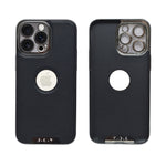 Luxury Vegan Leather with Logo Cutout Phone Case for iPhone 14 Pro Max