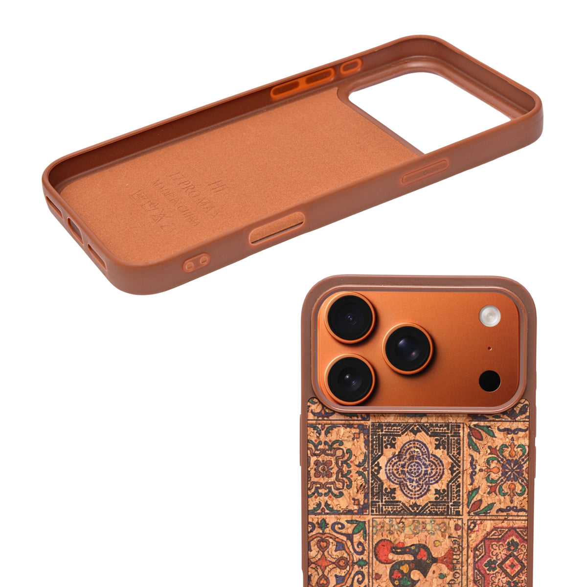 Bohemian Ethnic Print Cork Texture with Pearl Detail Phone Case for iPhone 17 Pro Max