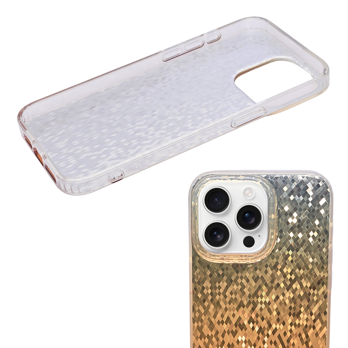 Crystal Mosaic with Prismatic Effect Phone Case for iPhone 15 Pro Max