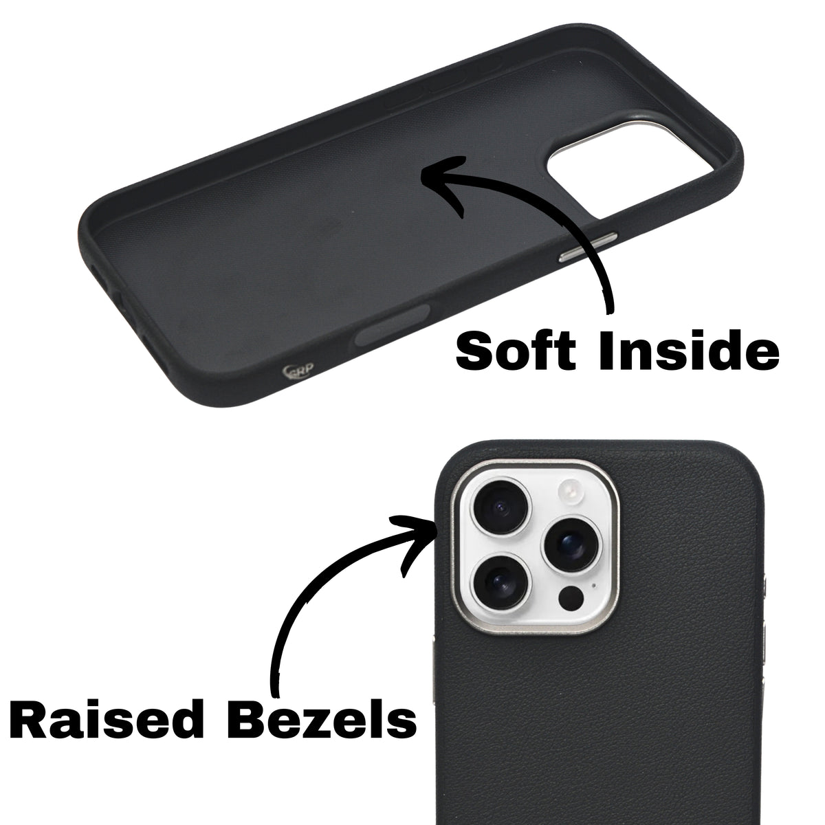 Leather Textured with Metallic Camera Ring for iPhone 16 Pro Max