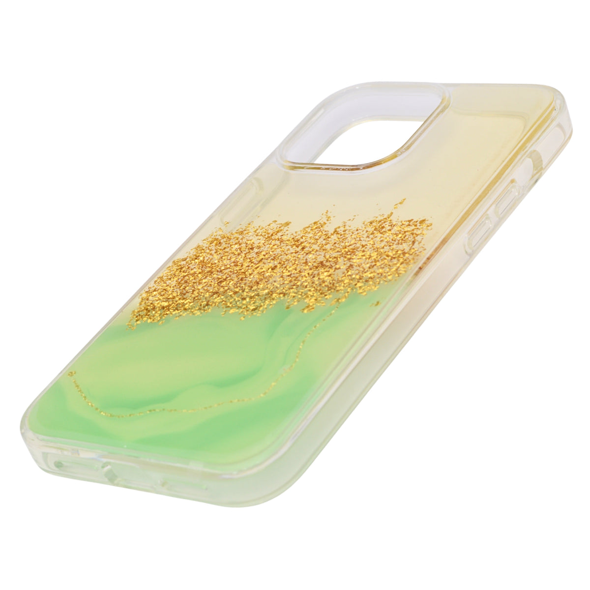 Liquid Glitter Green Marble Effect Phone Case for iPhone 15 Pro Max