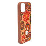 Bohemian Ethnic Print Cork Texture with Pearl Detail Phone Case for iPhone 13 / 14