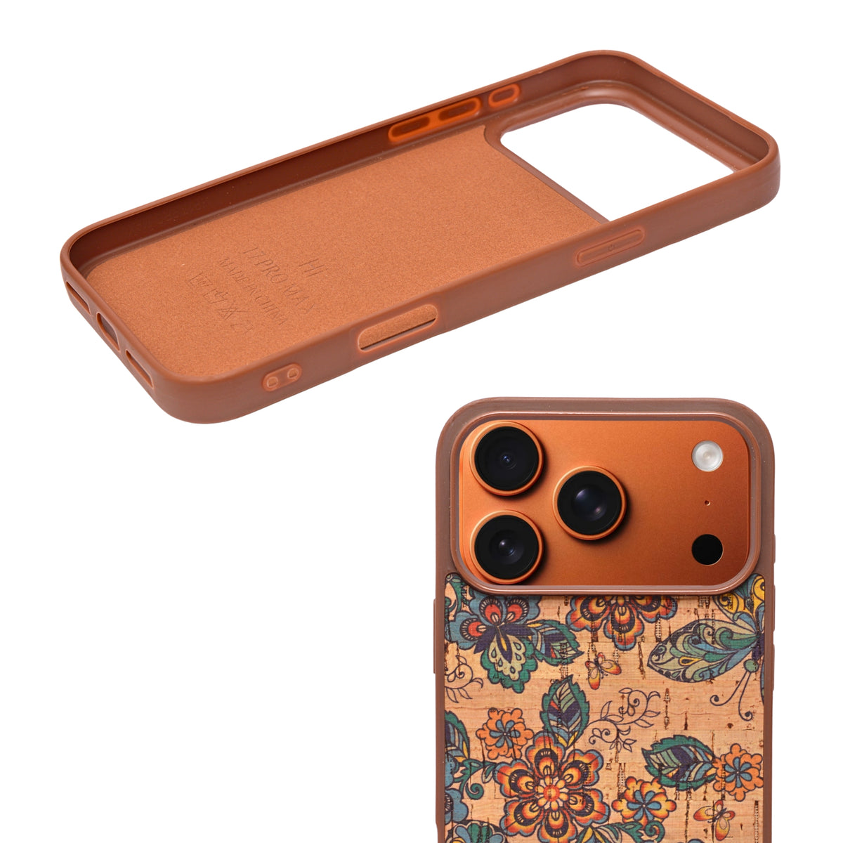 Bohemian Ethnic Print Cork Texture with Pearl Detail Phone Case for iPhone 17 Pro Max