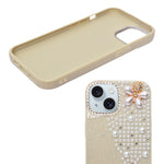 Luxury Glitter Finish with 3D Pearl Flower Design Phone Case for iPhone 14 Plus/ 15 Plus