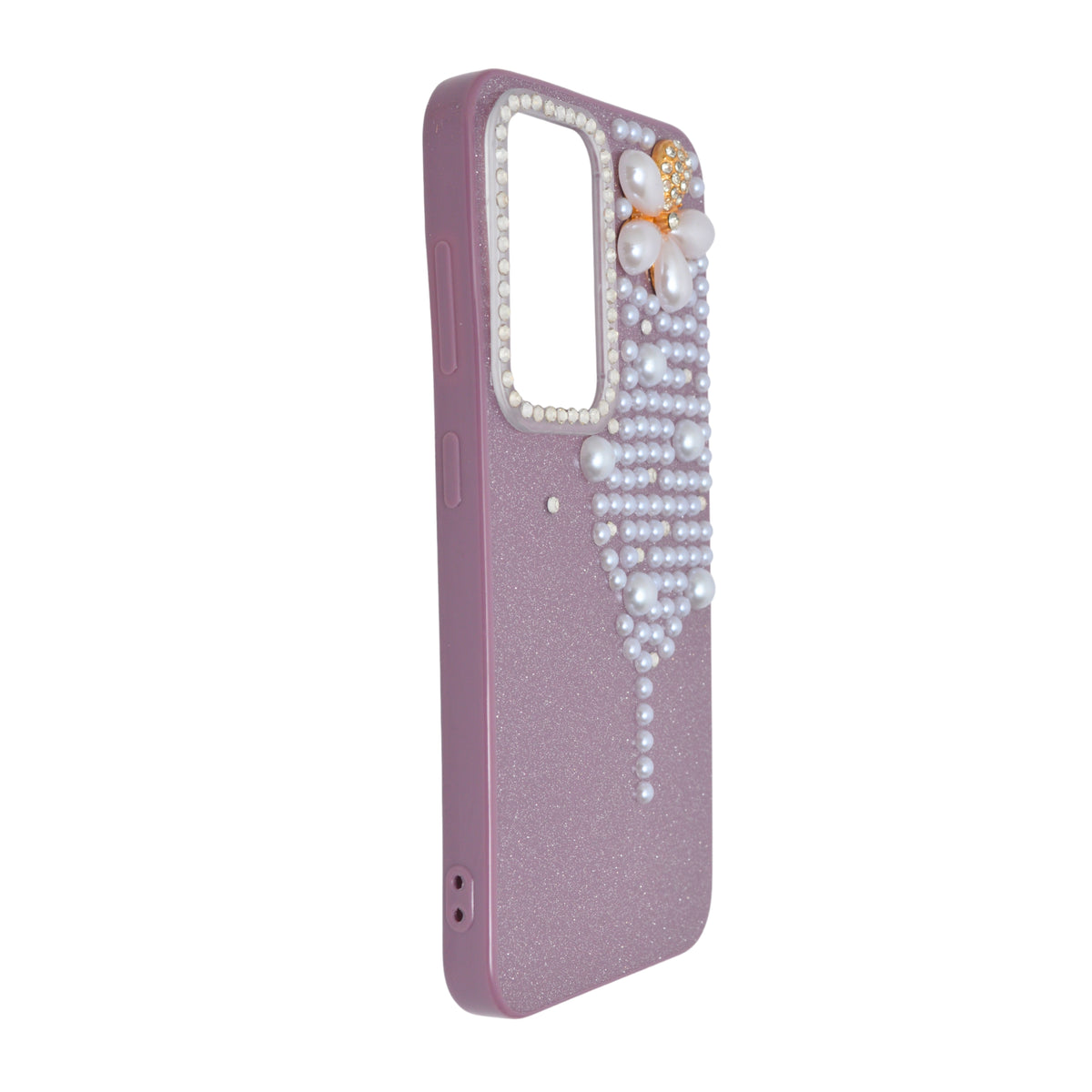 Luxury Glitter Finish with 3D Pearl Flower Design Phone Case for Samsung Galaxy S23