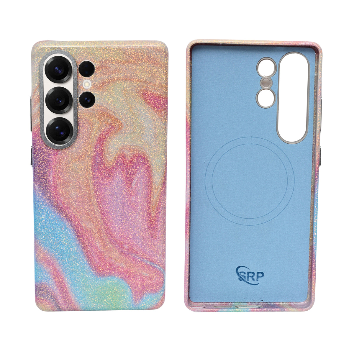 Premium Pastel Glitter Marble Finish Hard Phone Case for Samsung S25 Ultra