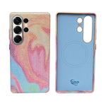 Premium Pastel Glitter Marble Finish Hard Phone Case for Samsung S25 Ultra