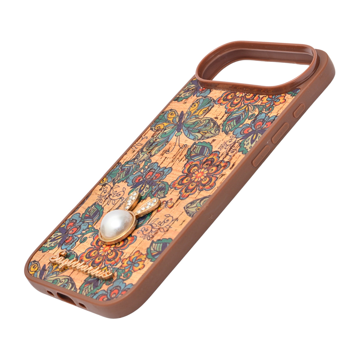 Bohemian Ethnic Print Cork Texture with Pearl Detail Phone Case for iPhone 17 Air