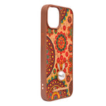 Bohemian Ethnic Print Cork Texture with Pearl Detail Phone Case for iPhone 13 / 14