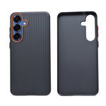 Corrugated Texture with Orange Accented Camera Frame Phone Case for Samsung Galaxy S25 Plus