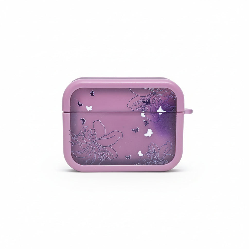 Aesthetic Floral Design Protective Case with Holographic Butterflies for AirPods Pro / Pro 2