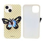 Luxury Polka Dot with 3D Sequin Butterfly PopSocket Phone Case for iPhone 13/ 14