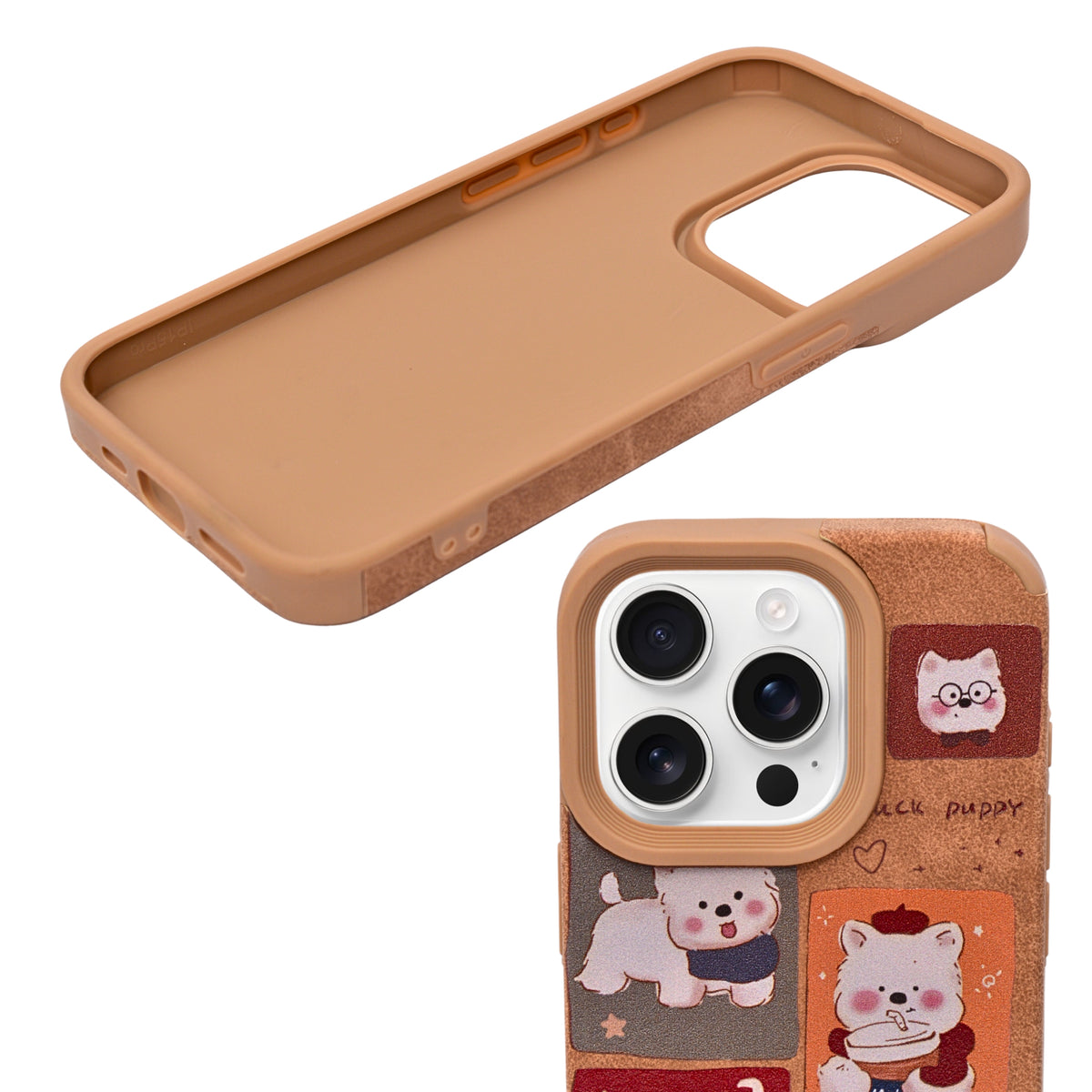 Cute Puppy Cartoon Design Protective Phone Case for iPhone 15 Pro