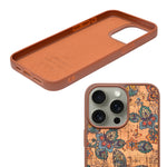 Bohemian Ethnic Print Cork Texture with Pearl Detail Phone Case for iPhone 15 Pro Max