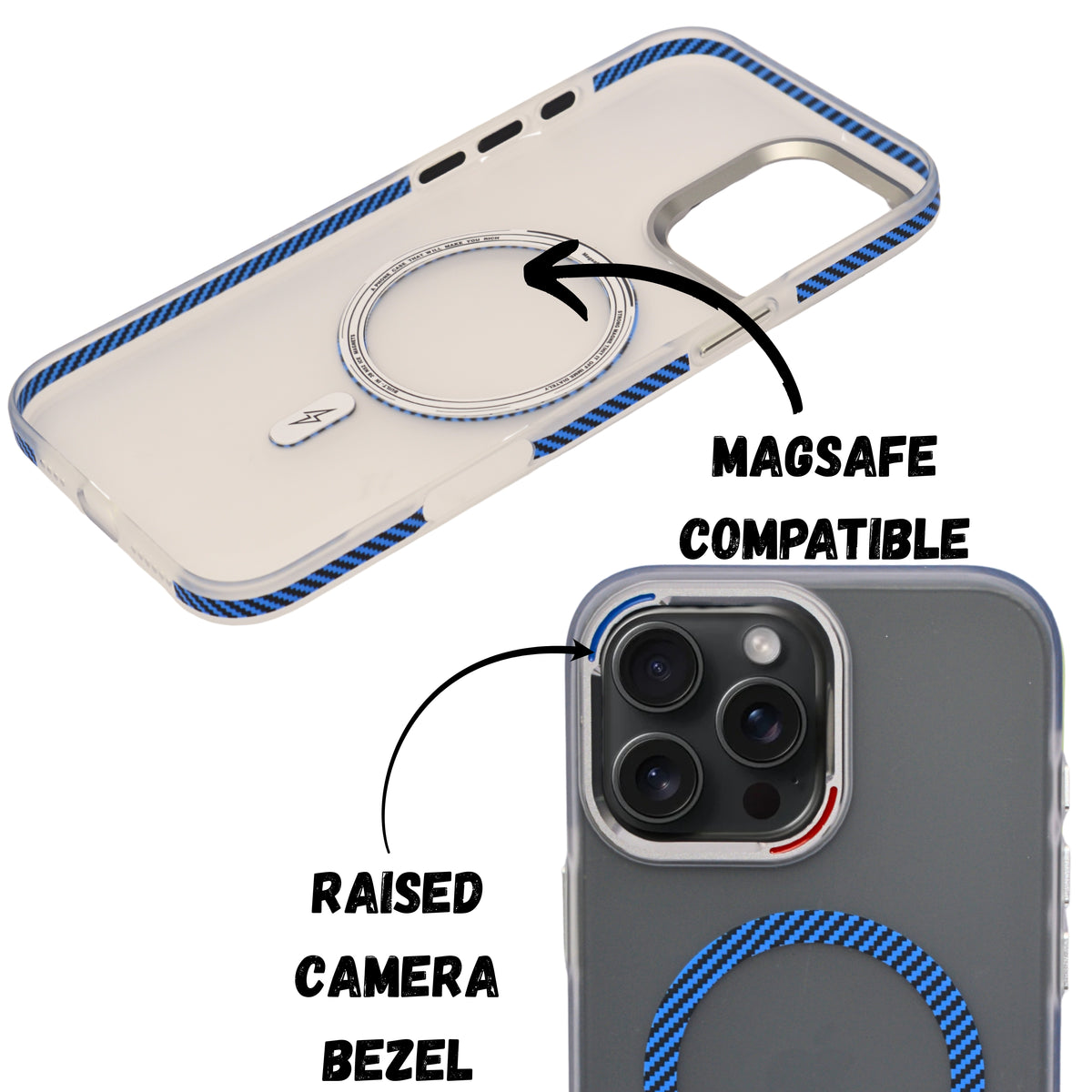 Transparent Shockproof MagSafe Case with Carbon Fiber Ring – for iPhone 16 Pro Max