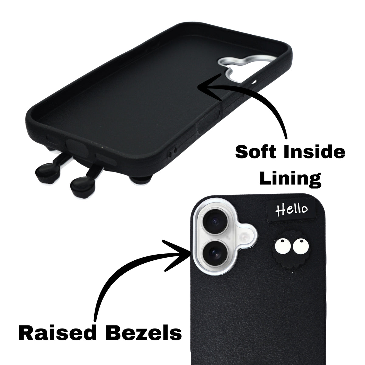 Hello Teddy Cap 3D Cartoon Phone Case For iPhone 16 Plus