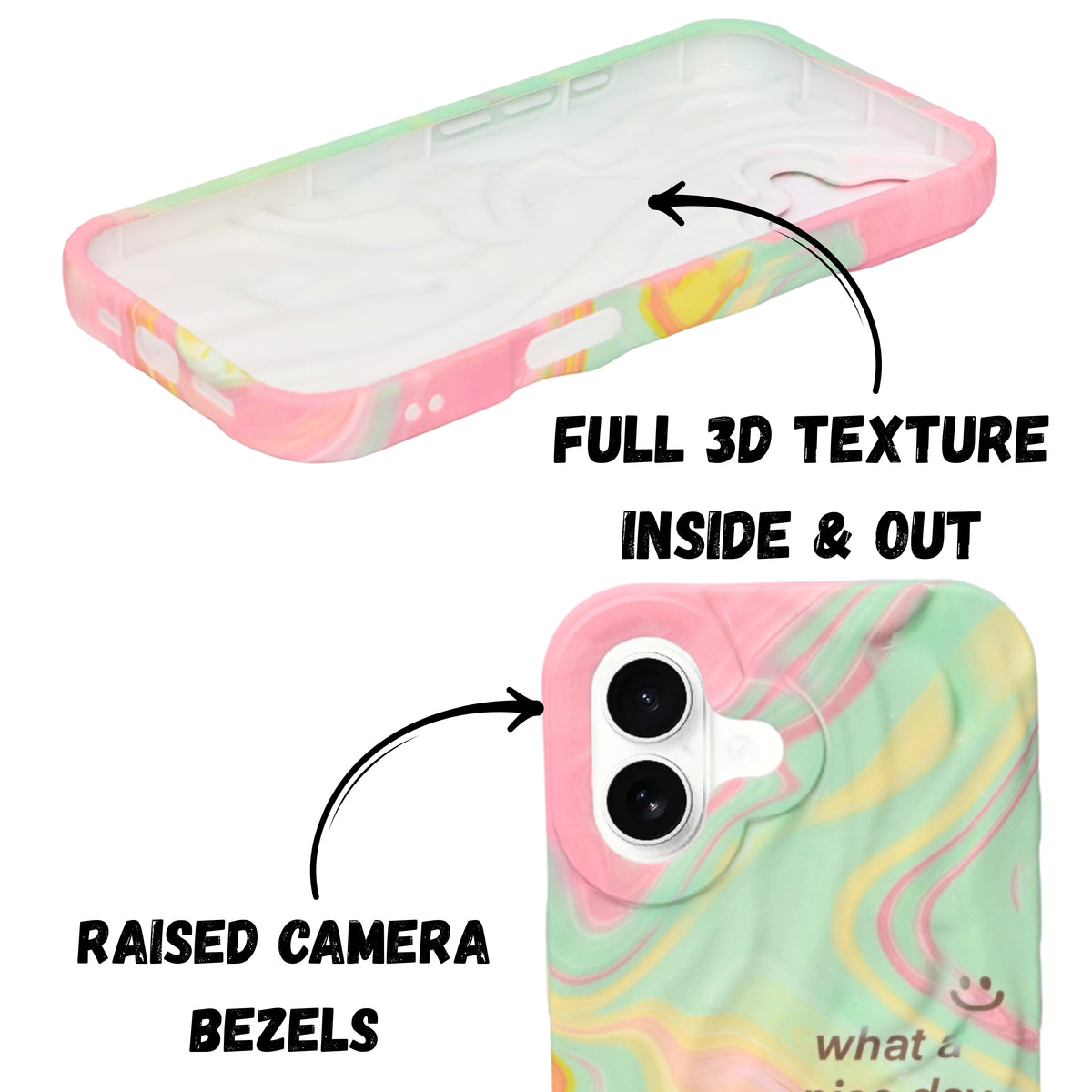 Abstract Pastel Marble Print Soft Silicone Phone Case For iPhone 16