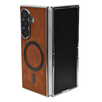 MagSafe Compatible Leather Case for Samsung Galaxy Z Fold 7 – Sleek Magnetic With Side Chrome Back Cover