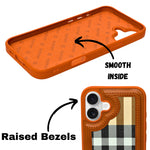 Leather Case, Classic Elegant Slim PU Checks Luxury Design Case For iPhone 16 Plus