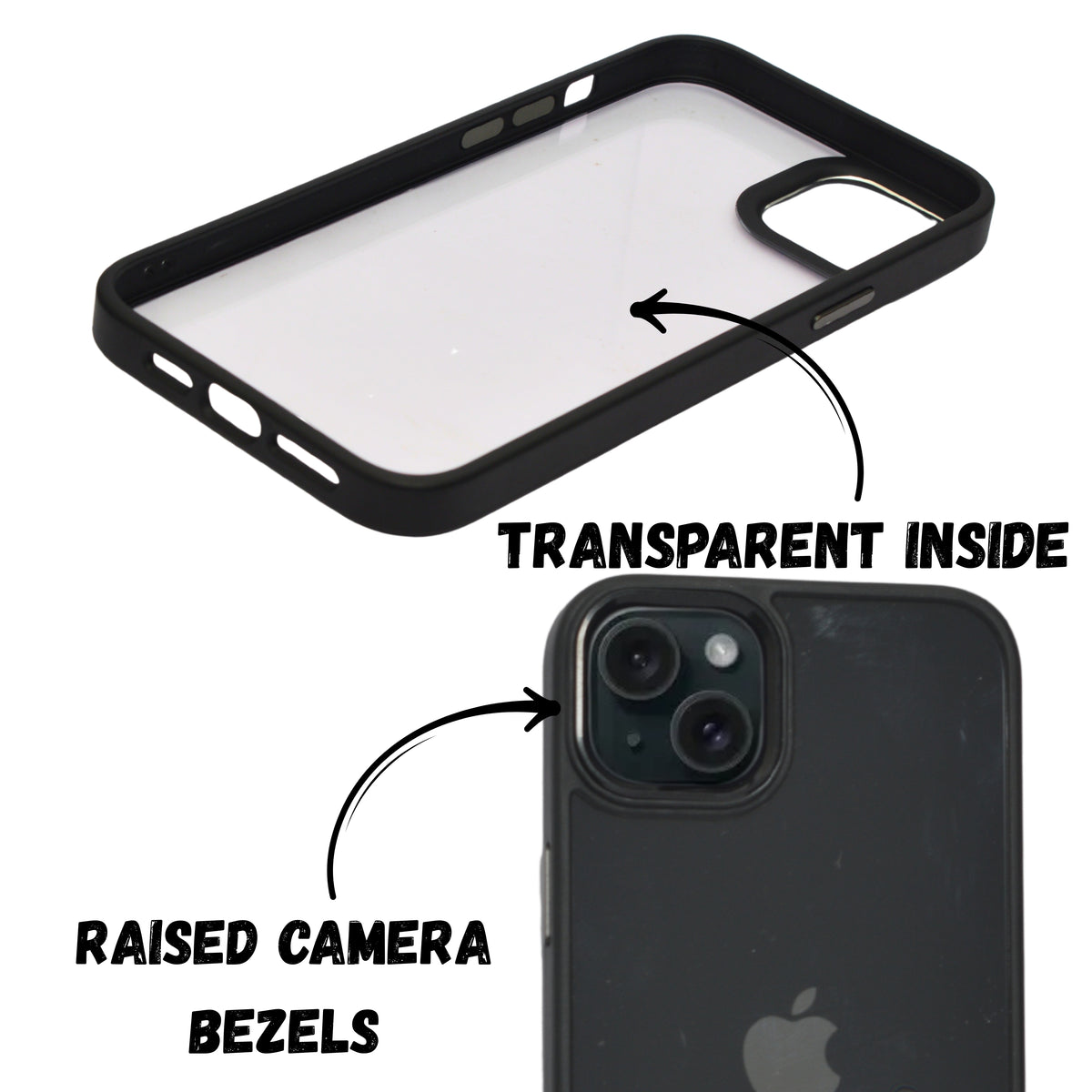 Transparent Hard back with Chrome Border Anti Slip Grip Phone Case for iPhone 14 Plus/15 Plus