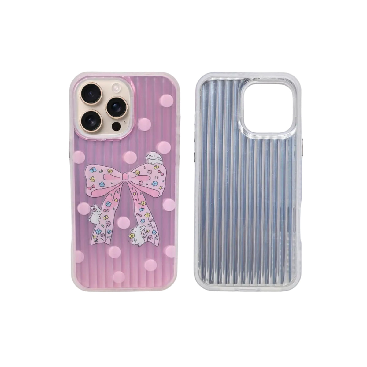 Aesthetic Bow & Floral Print Phone Case for iPhone 16 Pro Max