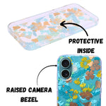 Vibrant Transparent Floral Pattern Phone Case for iPhone 16 Plus