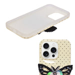 Luxury Polka Dot with 3D Sequin Butterfly PopSocket Phone Case for iPhone 15 Pro