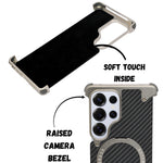 Premium Carbon Fiber Metal Edge & Kickstand Phone Case for Samsung S25 Ultra