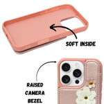 3D Flower Wallet Flip with Card Holder & Detachable Sling Phone Case for iPhone 16 Pro