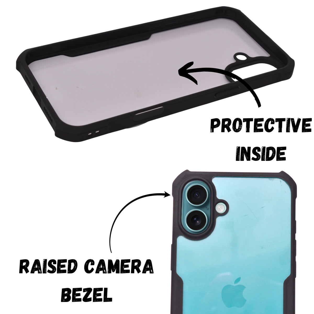Transparent Rugged Edge Phone Case for iPhone 16 Plus